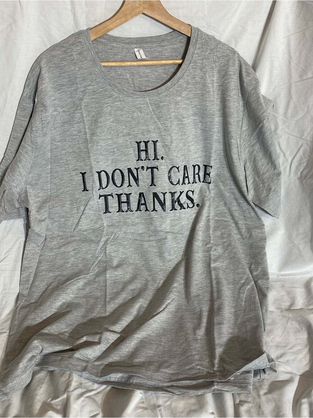 Hi. I Don't Care Thanks. Short Sleeve Tee - Gray